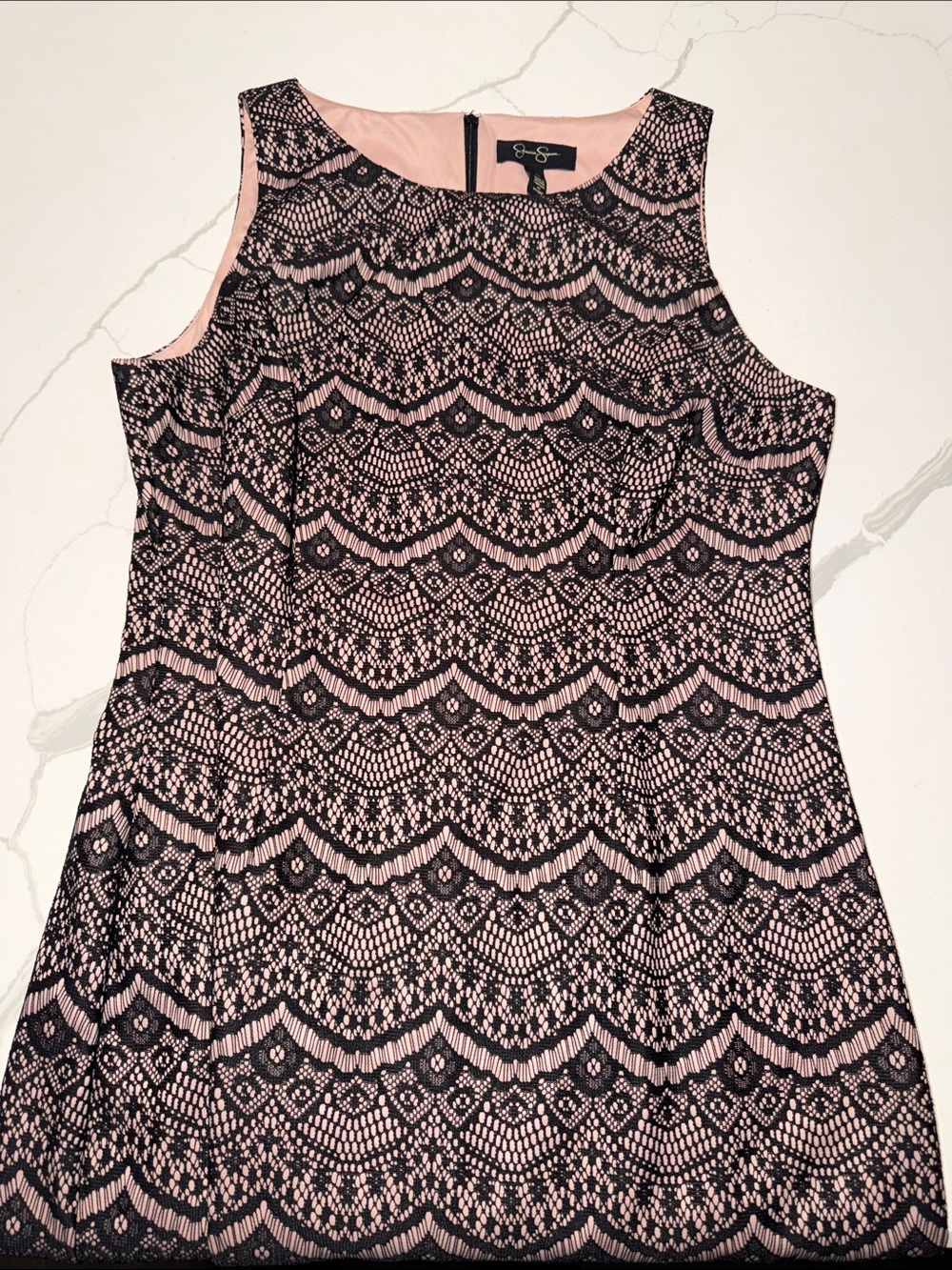 Jessica Simpson Pink Dress with Black Lace Overlay